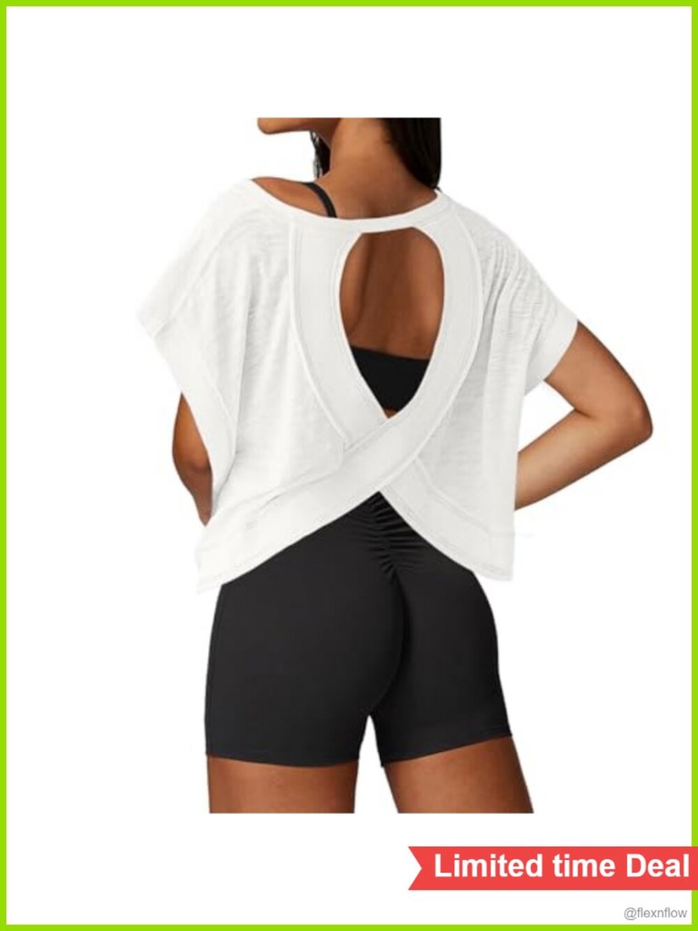 Open Back Crop Tee Short Sleeve Loose Fit Activewear